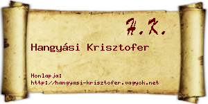 Hangyási Krisztofer névjegykártya